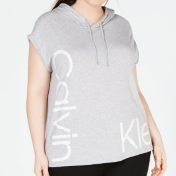 Calvin Klein Performance Plus Size Logo Cap-Sleeve - Picture 1 of 1